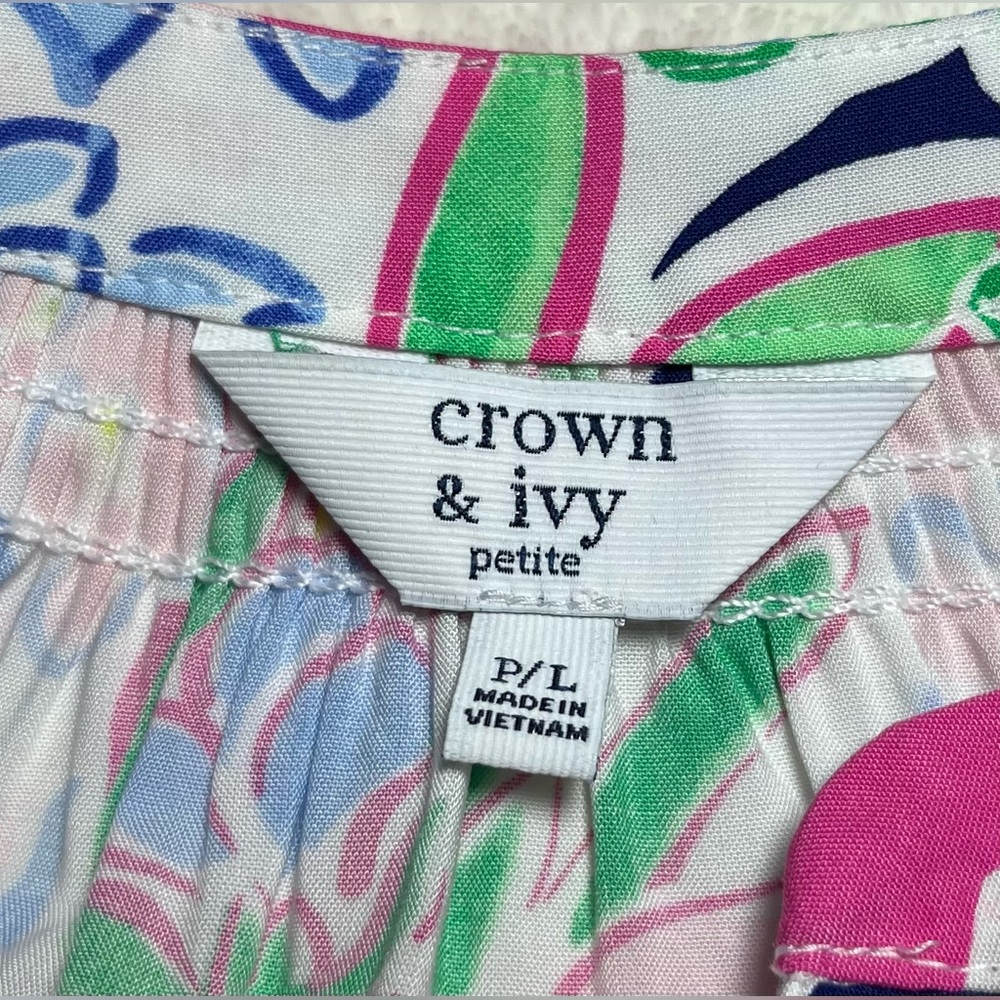 LCrown & Ivy Petit Floral Women’s 3/4 Sleeve Top Sz P/L - Picture 8 of 11